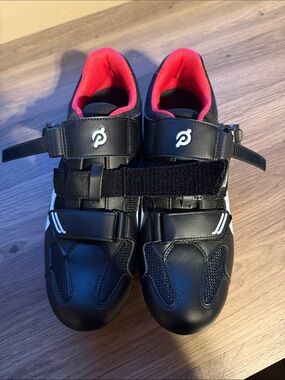 Peloton Black Cycling Shoes with Red Interior